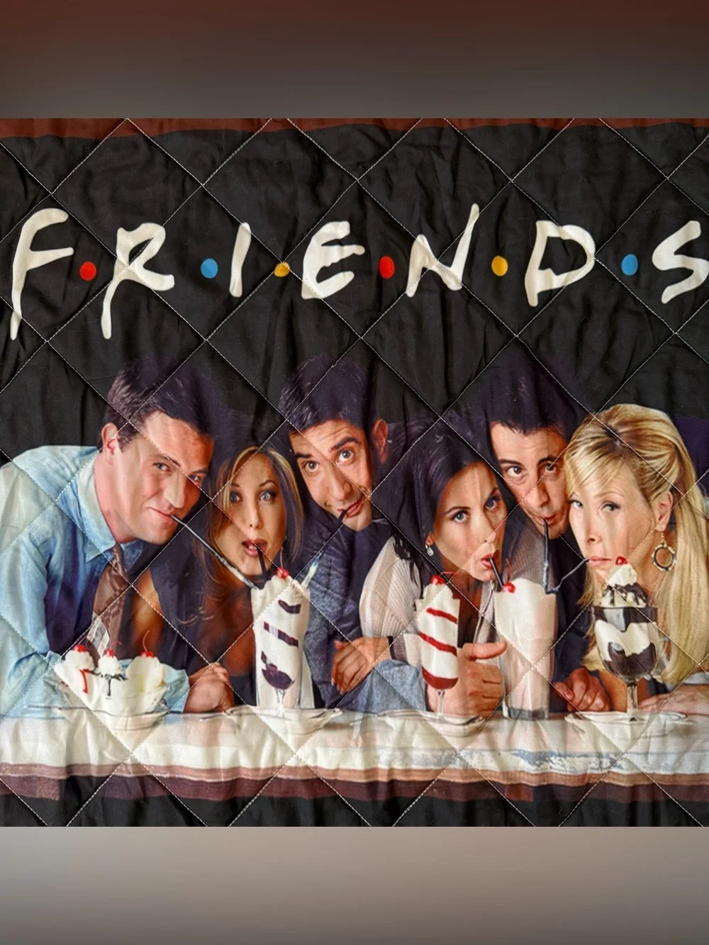 Vintage Friends TV Series Quilted Filled Blanket Throw 56x71 Gray Back Y2K Decor